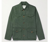 Hemdjacke aus einer Leinen-Baumwollmischung mit Fischgratmuster