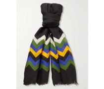 Fringed Striped Modal and Silk-Blend Jacquard Scarf