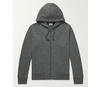 Logo-Embroidered Brushed Cashmere Zip-Up Hoodie
