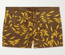 Gerade geschnittene Shorts aus Twill mit Kordelzugbund und Print