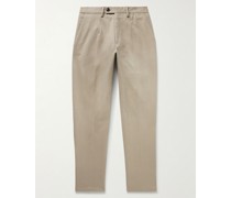 Schmal zulaufende Hose aus gebürstetem Twill aus einer Baumwollmischung