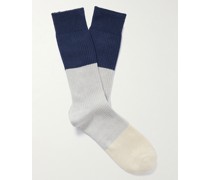 Socken in Rippstrick und Colour-Block-Optik