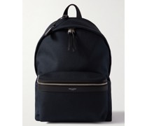 Rucksack aus Canvas mit Lederbesätzen