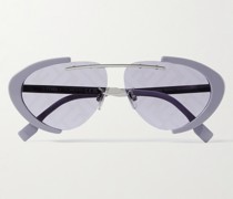 Sonnenbrille aus Azetat mit ovalem Rahmen und silberfarbenen Details