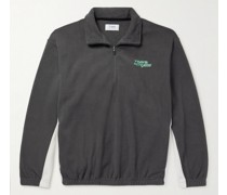 Sweatshirt aus recyceltem Fleece mit Troyer-Kragen, Streifen und Logostickerei