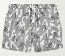Gerade geschnittene Shorts aus Baumwoll-Oxford mit Camouflage-Print und Kordelzugbund
