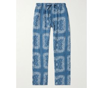 Schmal zulaufende Pyjama-Hose aus Leinen mit Print