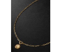 Refined Open Clip Chain and Per Aspera Ad Astra Dream Gold, Citrine and Diamond Pendant Necklace