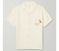 Hemd aus einer Leinen-Baumwollmischung mit Reverskragen und Stickerei