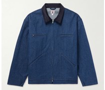 Jeansjacke mit Cordkragen