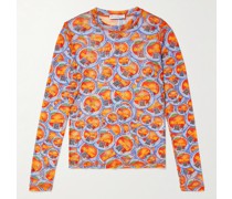 Eat Me Sticker T-Shirt aus Stretch-Mesh mit Print