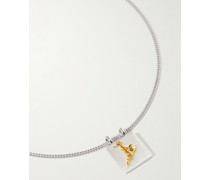 Mined Anhängerkette aus rhodiniertem und vergoldetem recyceltem Silber mit Diamant
