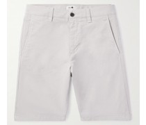 Crown 1005 gerade geschnittene Shorts aus Stretch-Baumwoll-Twill in Stückfärbung
