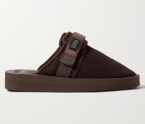 ZAVO-VS Slippers aus Veloursleder mit Webband