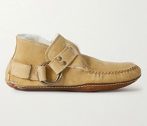 Legacy Ring Shearling-Lined Suede Moccasins