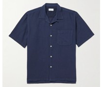 Convertible-Collar Garment-Dyed Linen and Cotton-Blend Shirt