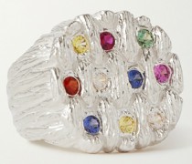 Woven Roots Siegelring aus Sterlingsilber mit Saphiren