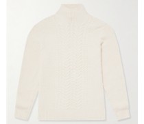 Pullover mit Stehkragen aus Bouclé aus einer Baumwollmischung