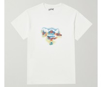T-Shirt aus vorgewaschenem Baumwoll-Jersey mit Print