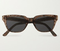 Sonnenbrille mit eckigem Rahmen aus Azetat mit Schlangenprint