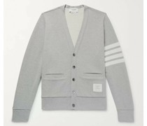 Cardigan aus Baumwoll-Jersey mit Frotteeschlingen an der Innenseite und Streifen