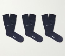 Set aus drei Paar Socken aus einer Baumwollmischung mit Logomotiv