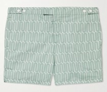 Mittellange gemusterte Badeshorts mit schmaler Passform