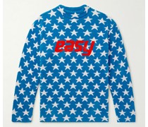 Pullover aus Fleece aus einer Baumwollmischung mit Print