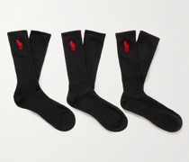 Set aus drei Paar Socken aus einer Stretch-Baumwollmischung in Rippstrick