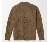 Cardigan aus einer Wollmischung in Zopfstrick mit Intarsienmotiven