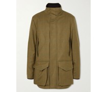 Checked Herringbone Wool-Blend Tweed Coat