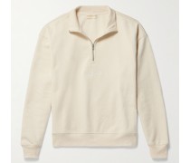 Wordmark Sweatshirt aus Baumwoll-Jersey mit kurzem Reißverschluss und Logostickerei