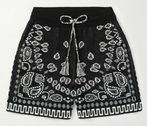 Gerade geschnittene Shorts aus Piqué aus einer Baumwollmischung mit Kordelzugbund