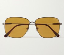 Square-Frame Gunmetal-Tone Sunglasses