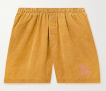Shorts aus Baumwollcord mit geradem Bein und Logostickerei