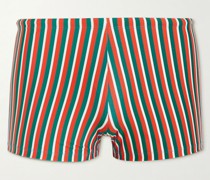 Bassett Slim-Fit Short-Length Striped Swim Shorts