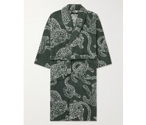 Morgenmantel aus Baumwollfrottee mit Jacquard-Muster