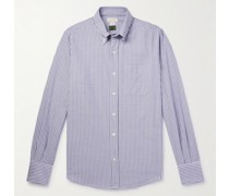 Glanshirt gestreiftes Hemd aus Baumwoll-Oxford mit Button-Down-Kragen