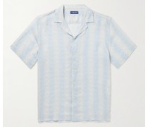Roberto Camp-Collar Printed Linen Shirt