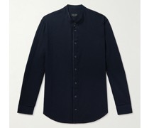 Grandad-Collar Cotton-Seersucker Shirt