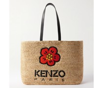 Large Tote aus Raffiabast mit Lederbesätzen und Stickerei