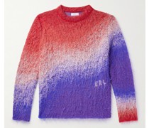 Pullover aus einer gebürsteten Mohairmischung mit Farbverlauf und Intarsienlogomotiv
