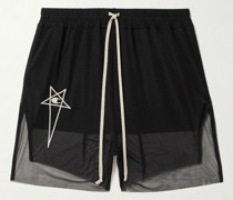 + Champion Dolphin gerade geschnittene Shorts aus recyceltem Stretch-Mesh mit Stickerei
