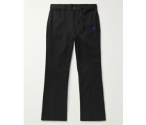 Bootcut-Hose aus Twill mit Logostickerei