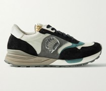 Roland Sneakers aus Veloursleder und Mesh mit Lederbesätzen und Stickerei