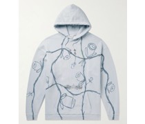Hoodie aus Baumwoll-Jersey mit Kristallen und Print