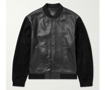 Varsity Bomberjacke aus Leder mit Velourslederbesatz