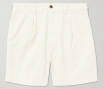 Gerade geschnittene Shorts aus Baumwoll-Twill mit Falten
