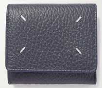 Aufklappbares Portemonnaie aus vollnarbigem Leder mit Logostickerei