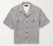 Hemdjacke aus Tweed aus einer Baumwollmischung mit Reverskragen und Fransen